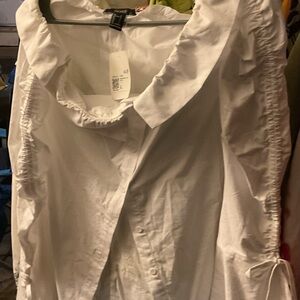 Forever 21 White Ruffled Blouse